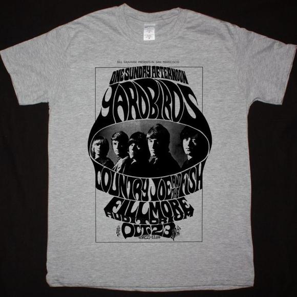 The Yardbirds Fillmore Auditorium Poster New Sport Grey T Shirt - Picture 1 of 4